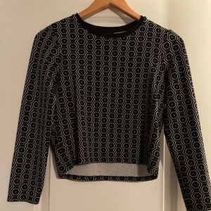 Top shop Black and White geometric pattern cropped top